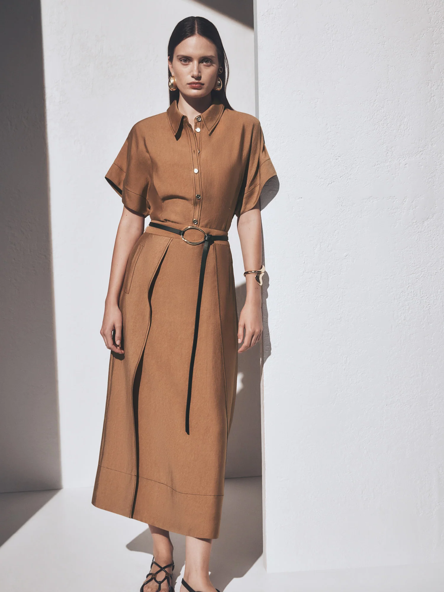 WASHER LYOCELL BELTED MIDI SKIRT - Image 8