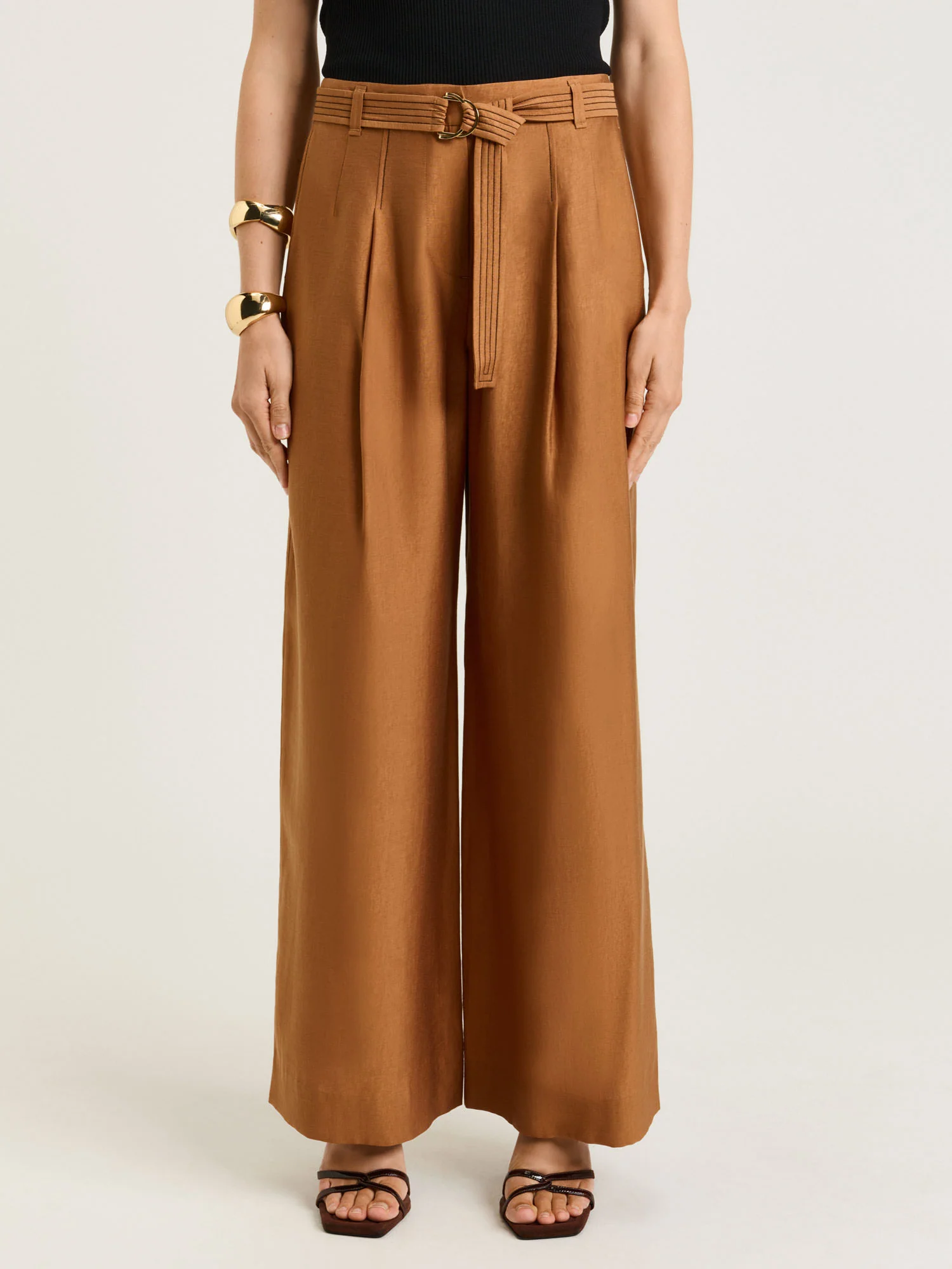 WASHER LYOCELL BELTED STRAIGHT LEG PANT - Image 2