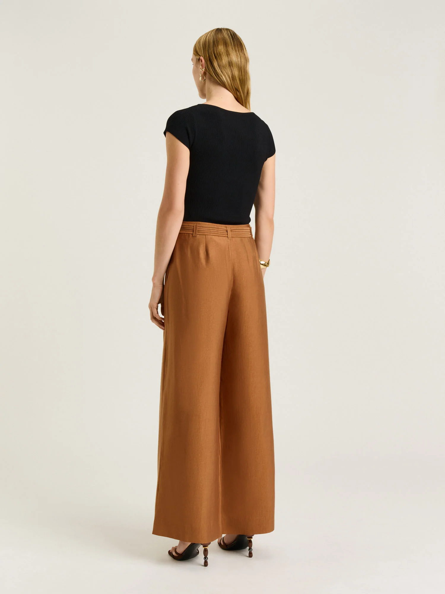 WASHER LYOCELL BELTED STRAIGHT LEG PANT - Image 4