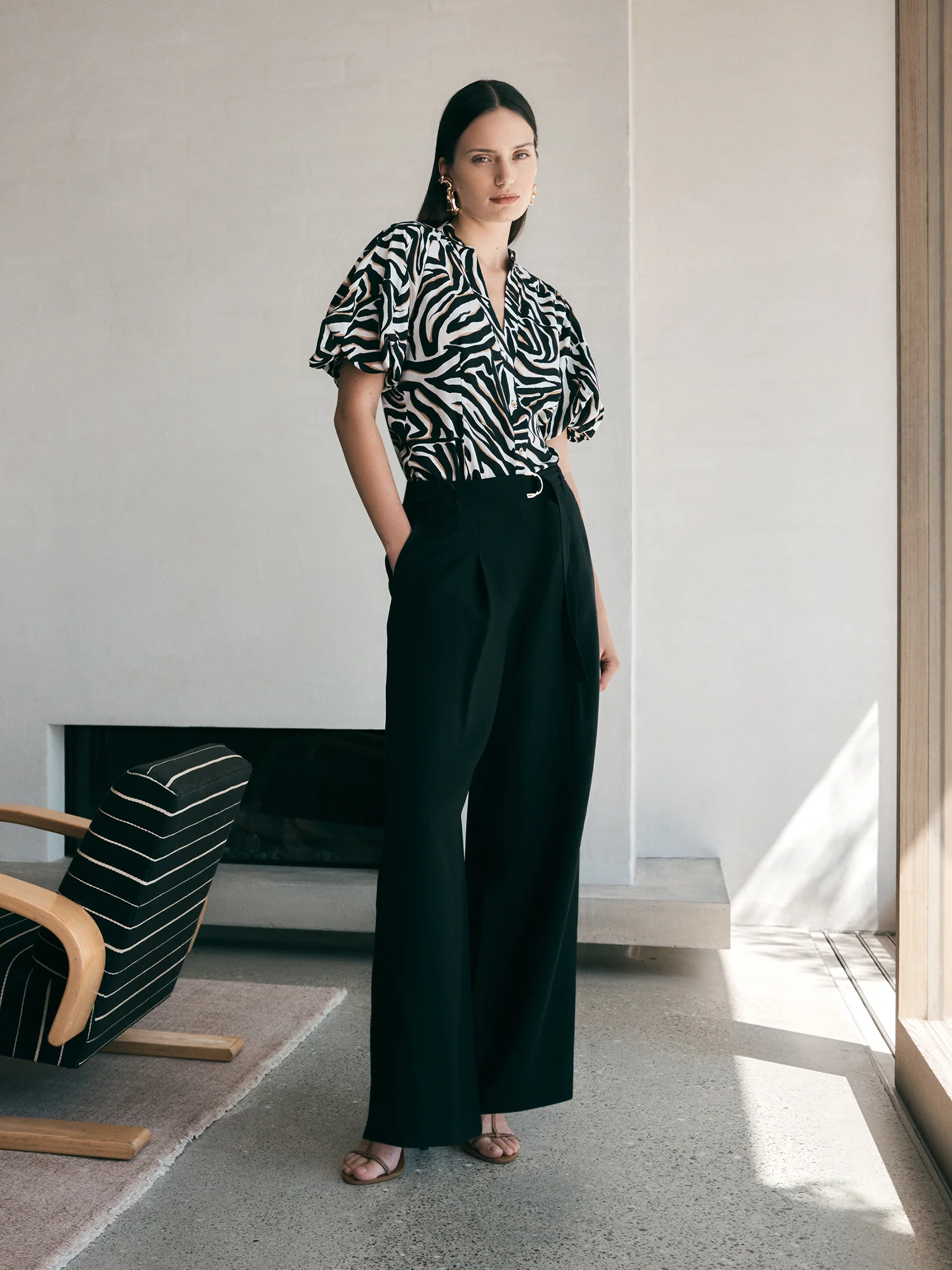 WASHER LYOCELL BELTED STRAIGHT LEG PANT - Image 9