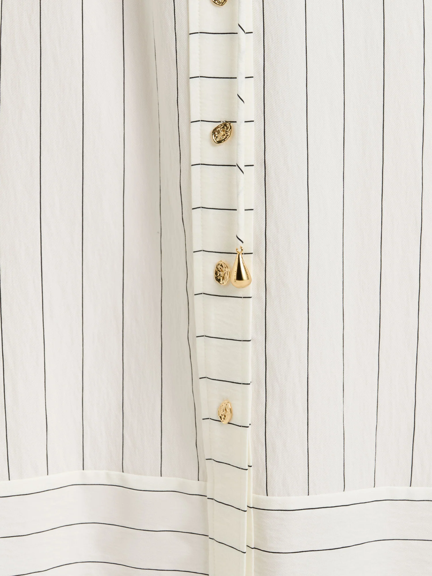WHITE WIDE PINSTRIPE TIE WAIST SHIRTDRESS - Image 4