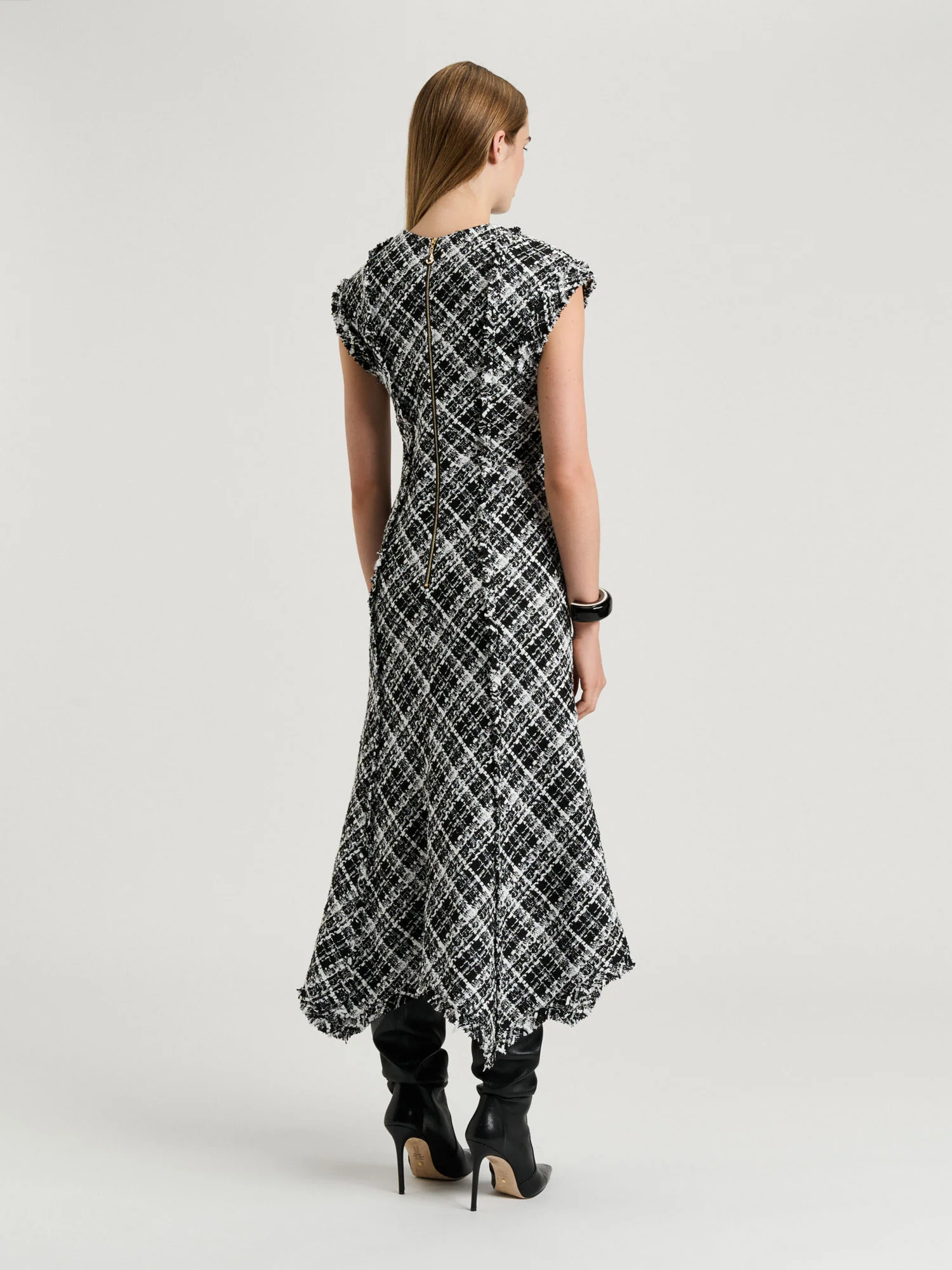 WIDE CHECK TWEED DRESS - Image 6
