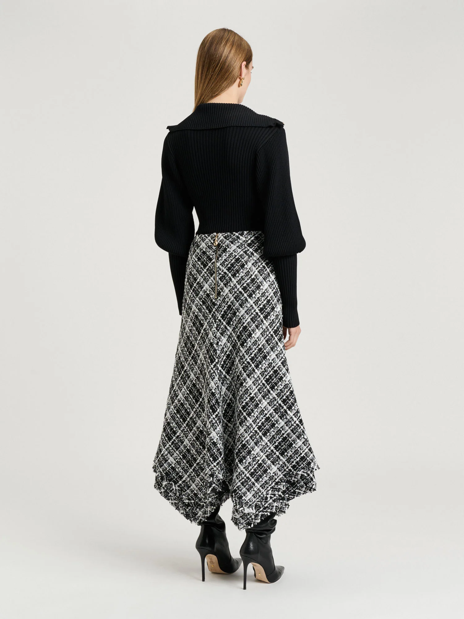 WIDE CHECK TWEED SKIRT - Image 4