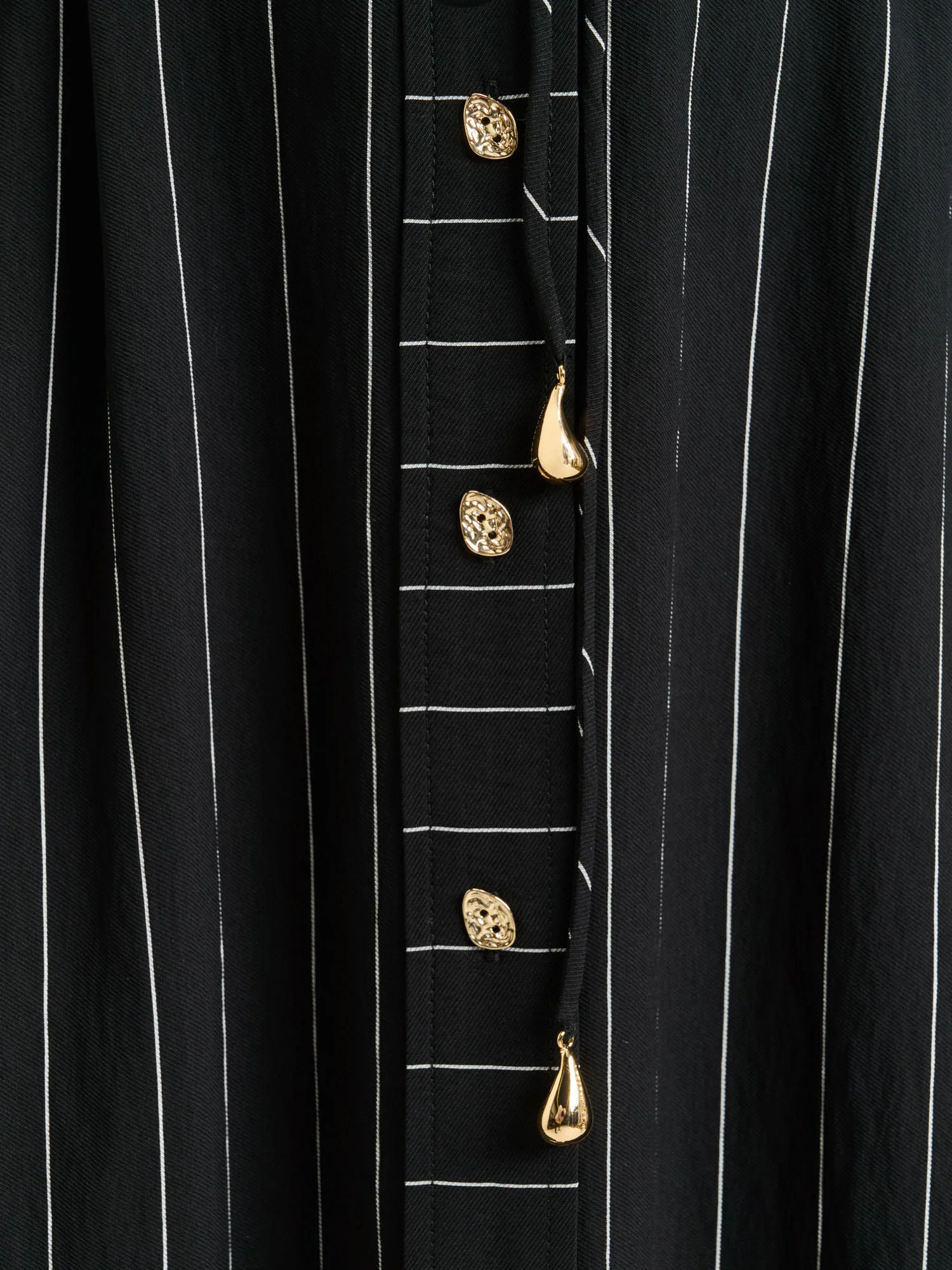 WIDE PINSTRIPE TIE WAIST SHIRTDRESS - Image 3
