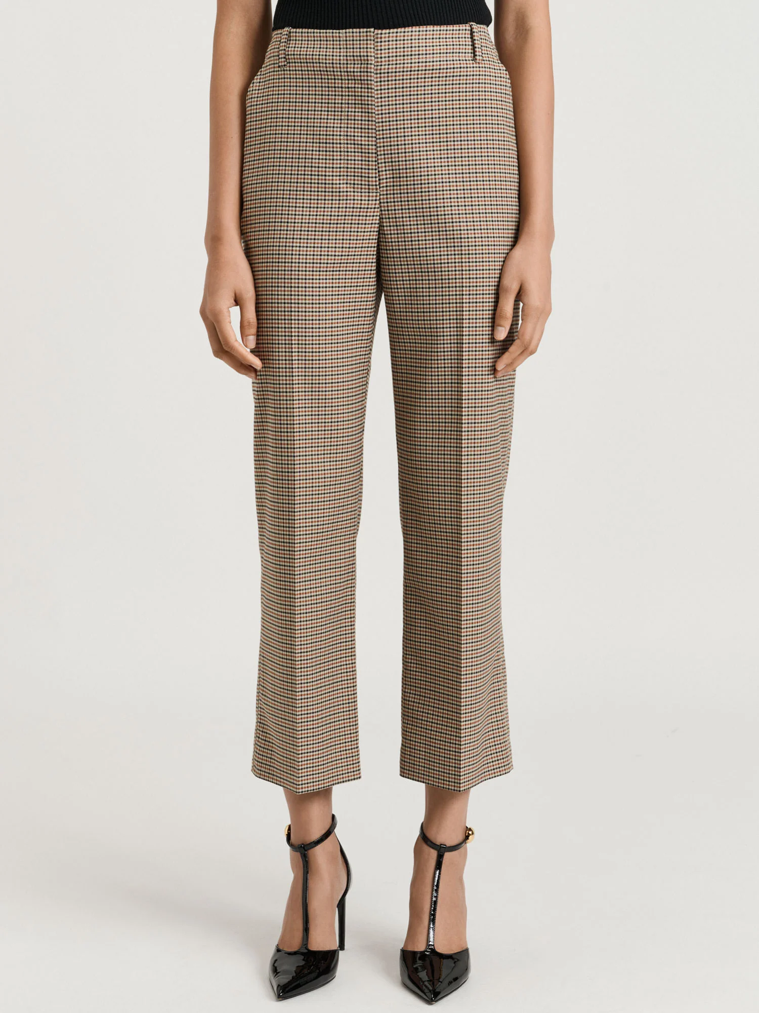 WOVEN CHECK CROPPED FLARE PANT - Image 3