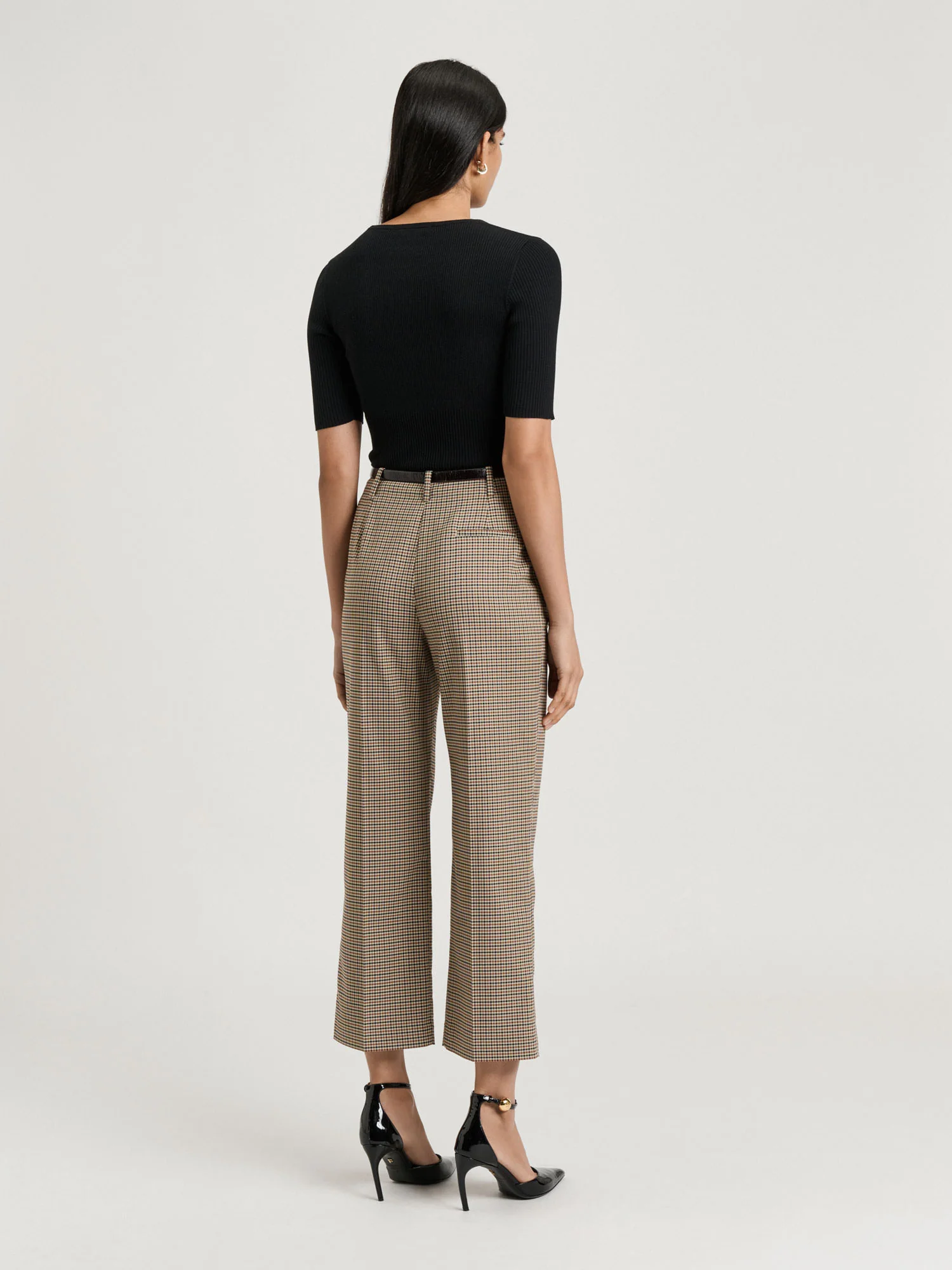 WOVEN CHECK CROPPED FLARE PANT - Image 4