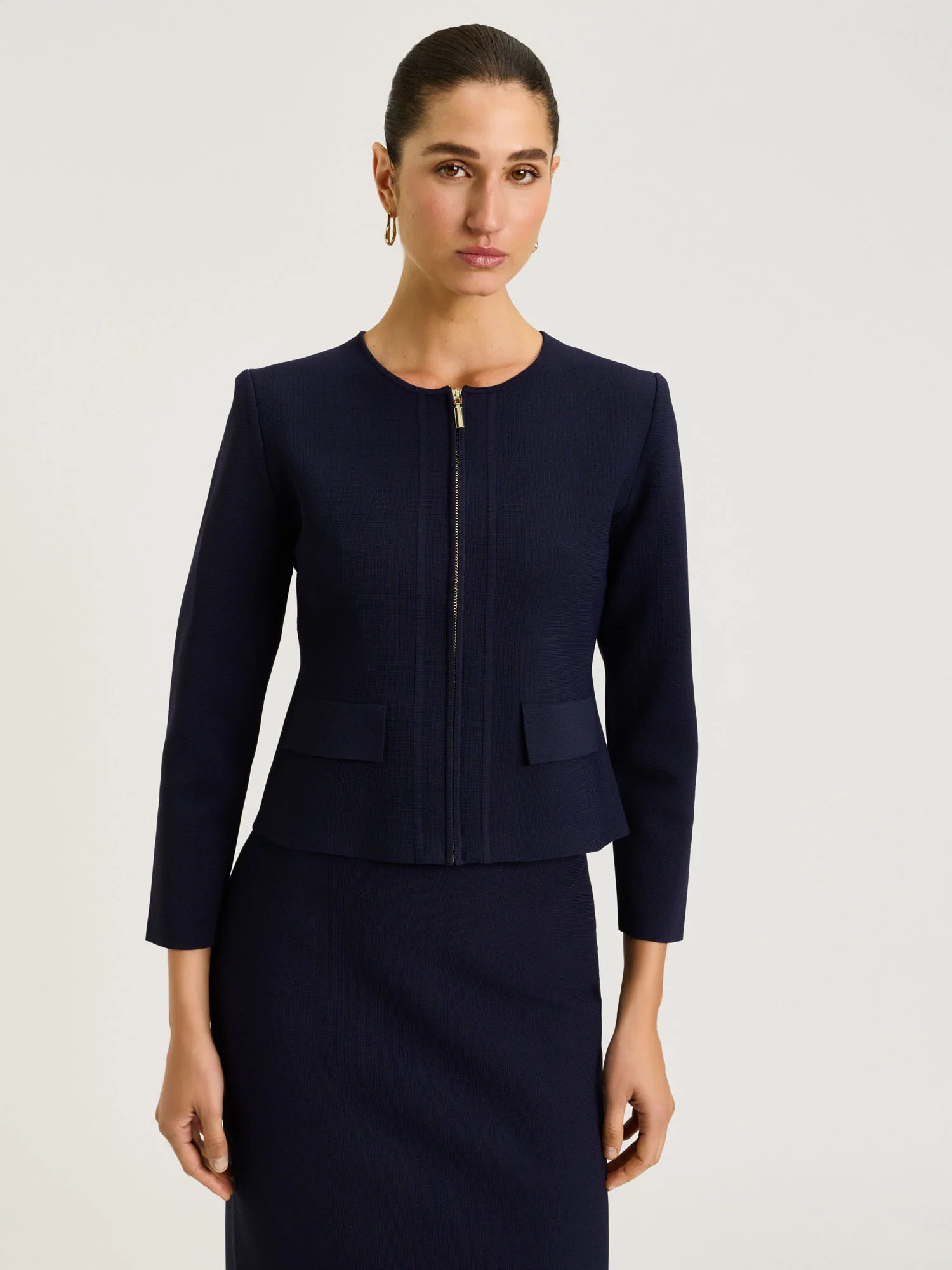 ZIP FRONT MILANO CREPE KNIT JACKET - Image 10