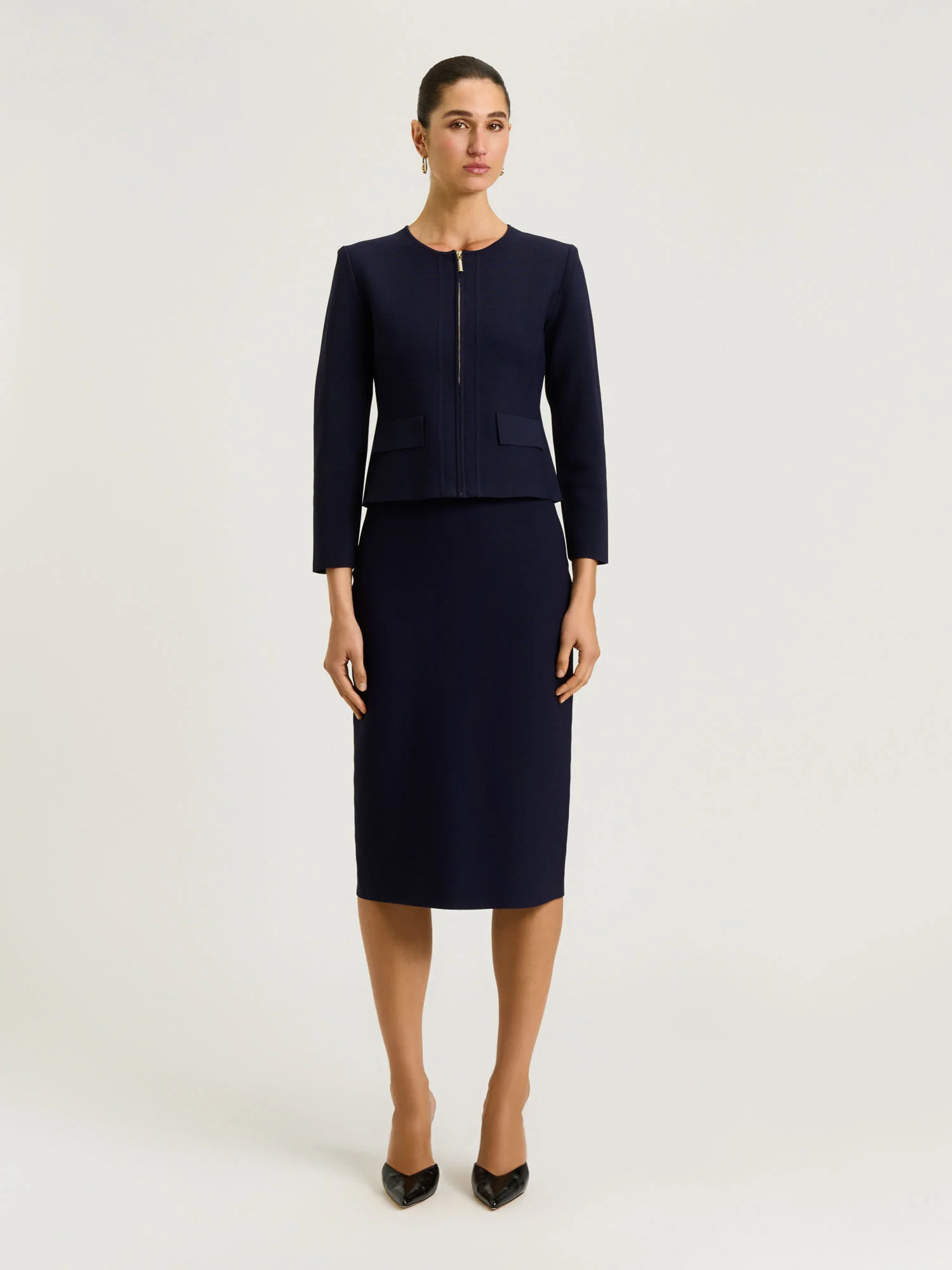 ZIP FRONT MILANO CREPE KNIT JACKET - Image 12